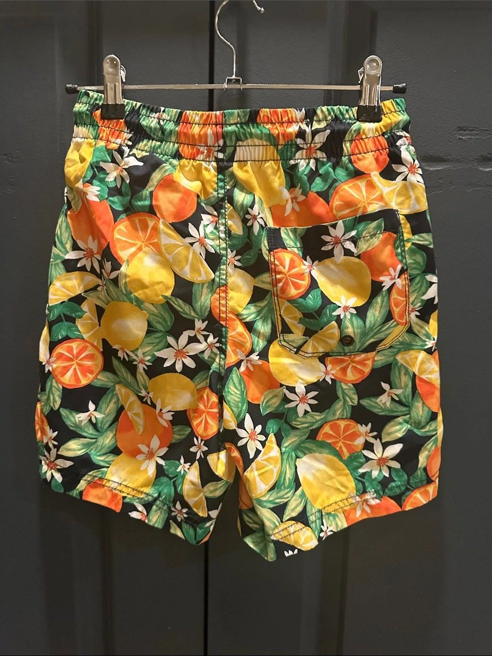 Old Navy Boys Citrus Swim Trunks in Black, Yellow, Orange & Green